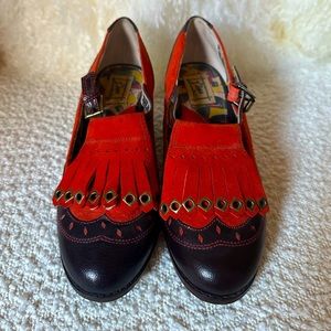 Miss L-Fire Orange Suede Tassel Oxford Shoes - Size 37